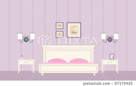 Cozy double bed and two bedside tables in Provence style Cozy double bed and two bedside tables in Provence style 97378485
