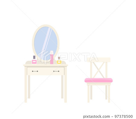 Dressing table with mirror, and chair isolated on white background 97378500