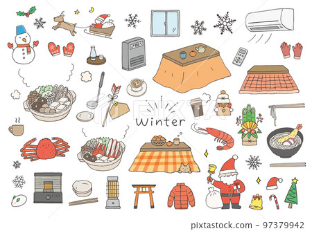 Hand drawn illustration set related to winter (color) Hand drawn illustration set related to winter (color) 97379942