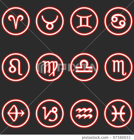 Red round neon constellation set 97380031