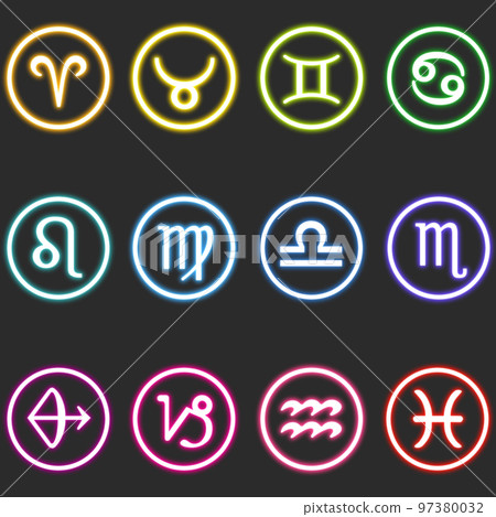 Colorful round neon constellation set 97380032