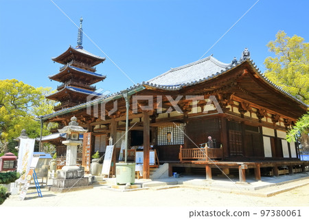 [香川縣]四國聖地“第70號Fudasho”春天本山寺（大雄寶殿和五層寶塔） 97380061