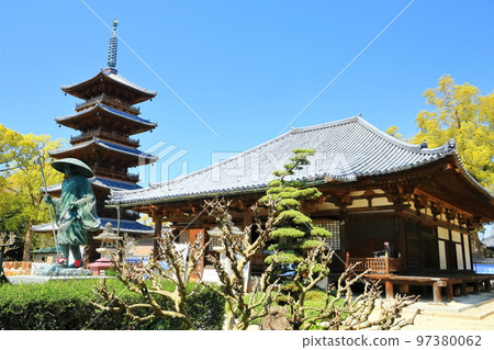 [香川縣]四國聖地“第70號Fudasho”春天本山寺（大雄寶殿和五層寶塔） 97380062