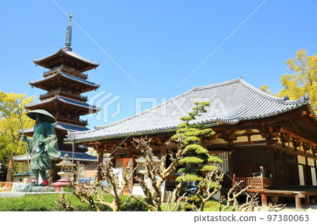 [香川縣]四國聖地“第70號Fudasho”春天本山寺（大雄寶殿和五層寶塔） 97380063