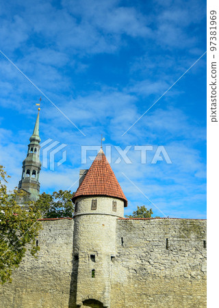 Landscape of the fortress in Tallinn, the capital of Estonia 97381969