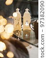 Merry Christmas and Happy New Year Magic time with candles at home Boke light 97382090