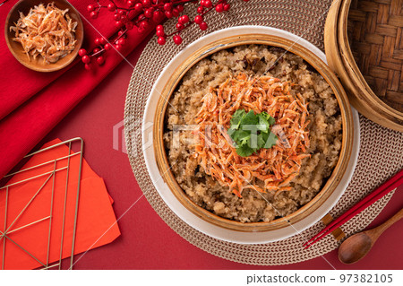 Delicious Chinese glutinous sticky oil rice cake named migao for lunar new year's dishes. Delicious Chinese glutinous sticky oil rice cake named migao for lunar new year's dishes. 97382105