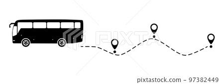 Bus icon with line start point. 97382449