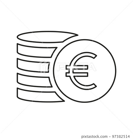 Euro coins stack line icon. 97382514