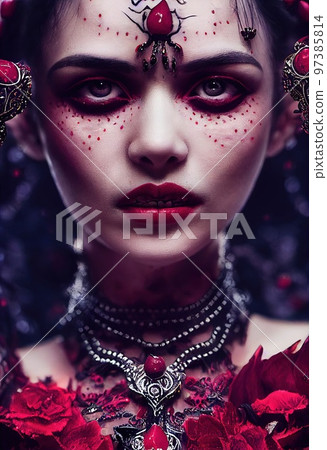 Abstract portrait of a beautiful fictional girl. Fashionable cute woman. Creative beautiful girl. Generative AI Art Abstract portrait of a beautiful fictional girl. Fashionable cute woman. Creative beautiful girl. Generative AI Art 97385814