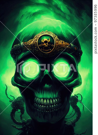 Mystical spooky pirate skeleton . Gothic mystery man. 3D rendering Mystical spooky pirate skeleton . Gothic mystery man. 3D rendering 97385996