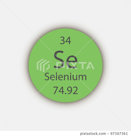 Selenium symbol. Chemical element of the periodic table. Vector illustration. 97387361