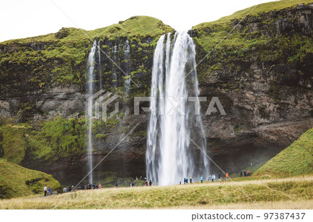 Perfect view of famous powerful Gljufrabui cascade  97387437