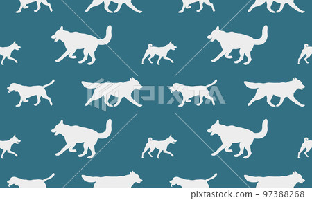 Seamless pattern. Silhouette dogs different breeds Seamless pattern. Silhouette dogs different breeds 97388268