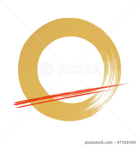 Hand-drawn golden circle with red line-Simple and stylish Japanese style frame background material 97388390