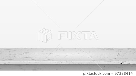 Gray concrete stone countertop on white panoramic background, promotional web template - Vector 97388414