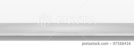 Gray concrete stone countertop on white panoramic background, promotional web template - Vector 97388416
