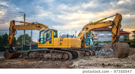 yellow excavators 97388847