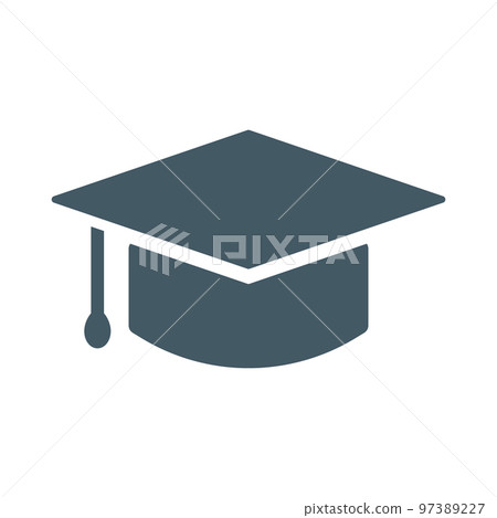 Education silhouette icon. Graduation ceremony. A square cap or a doctoral cap. vector. 97389227