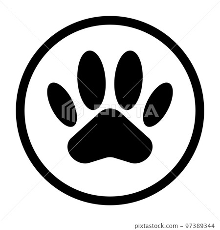 Round animal symbol. Paw icon. vector. Round animal symbol. Paw icon. vector. 97389344