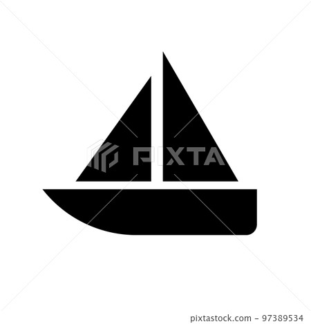帆船剪影圖標。遊艇運動。向量。 97389534