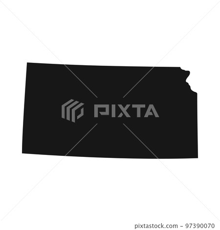 Simplified black silhouette of Kansas state border 97390070
