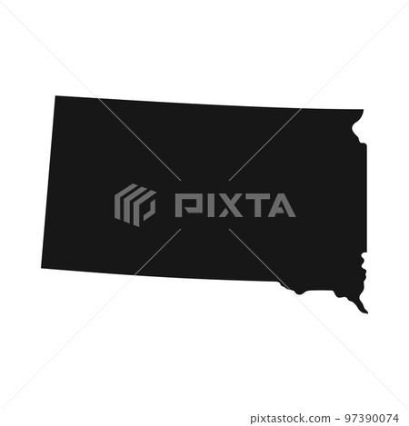 Simplified black silhouette of South Dakota state border Simplified black silhouette of South Dakota state border 97390074