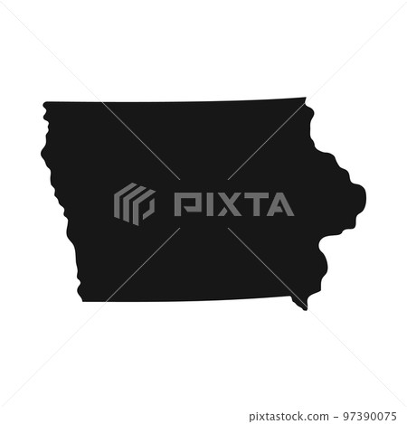 Simplified black silhouette of Iowa state border Simplified black silhouette of Iowa state border 97390075