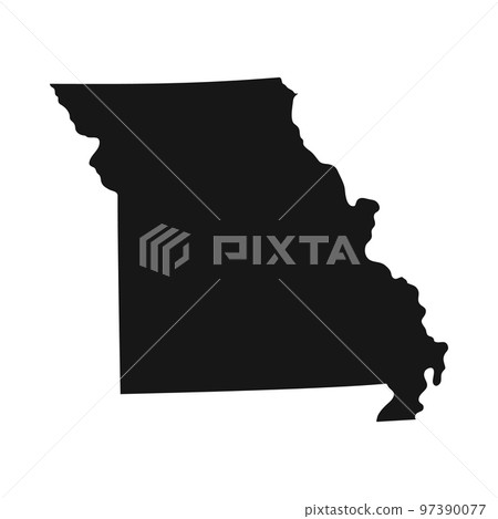 Simplified black silhouette of Missouri state border Simplified black silhouette of Missouri state border 97390077