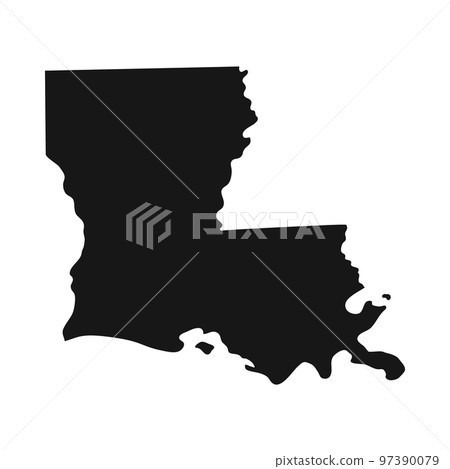 Simplified black silhouette of Louisiana state border Simplified black silhouette of Louisiana state border 97390079