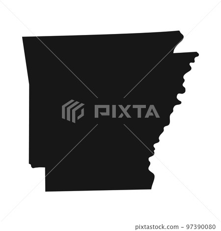 Simplified black silhouette of Arkansas state border Simplified black silhouette of Arkansas state border 97390080