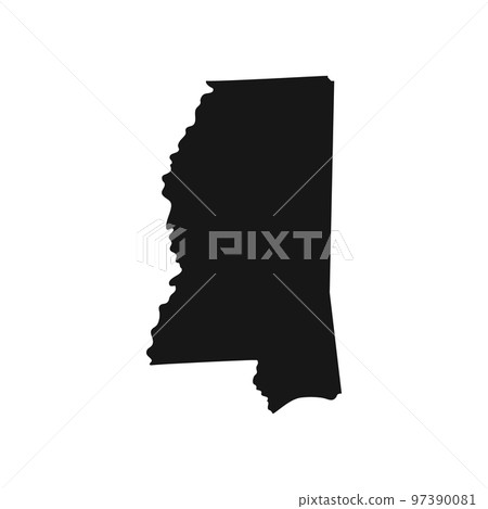 Simplified black silhouette of Mississippi state border Simplified black silhouette of Mississippi state border 97390081