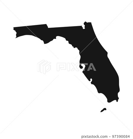 Simplified black silhouette of Florida state border Simplified black silhouette of Florida state border 97390084