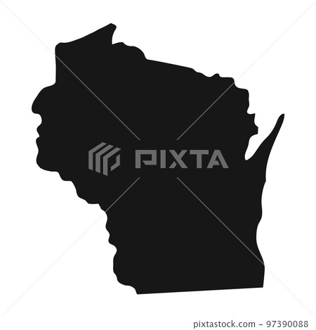 Simplified black silhouette of Wisconsin state border 97390088