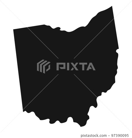 Simplified black silhouette of Ohio state border Simplified black silhouette of Ohio state border 97390095