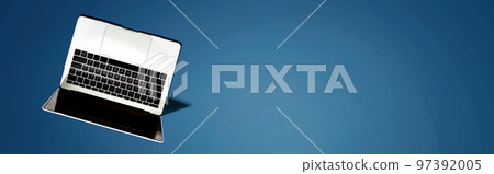 Laptop computer with shadow from above Laptop computer with shadow from above 97392005