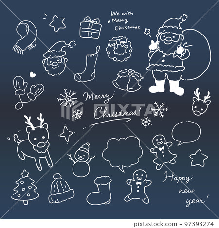 Winter christmas hand drawn icon set Winter christmas hand drawn icon set 97393274