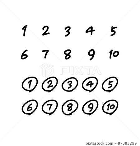 Number icon set [black line drawing] 97393289