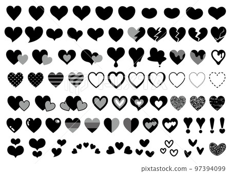 A set of heart marks of various shapes A set of heart marks of various shapes 97394099
