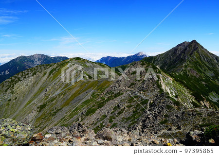 Southern Alps Traverse route from Ainodake to Kitadake Kitadake, Kaikomagatake, Senjogatake 97395865