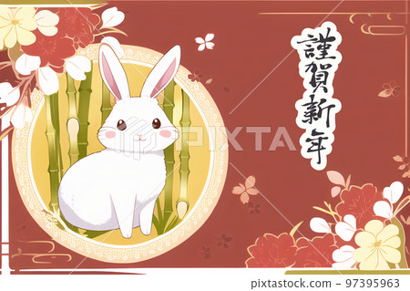 Rabbit New Year's card material template 3 97395963