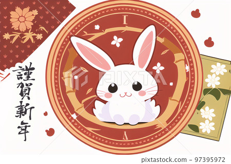 兔子新年賀卡素材模板7 97395972