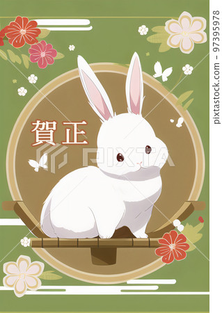 Rabbit New Year's card material template 10 97395978