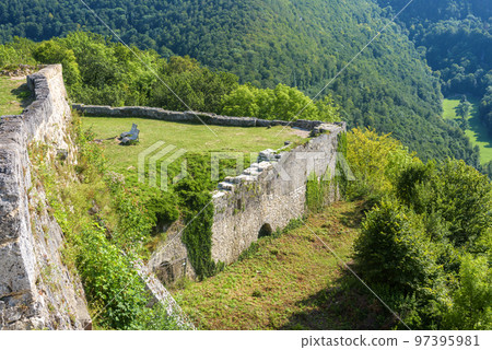Hohenurach Castle on mountain top, Bad Urach, Germany 97395981