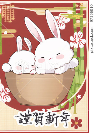 Rabbit New Year's card material template 29 97396010