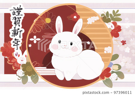 Rabbit New Year's card material template 30 97396011