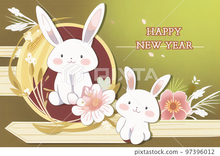 Rabbit New Year's card material template 31 97396012