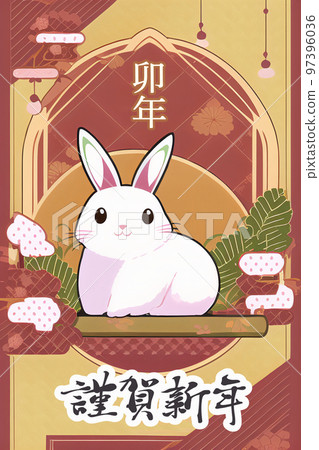 兔子新年賀卡素材模板46 兔子新年賀卡素材模板46 97396036