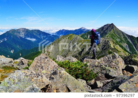 Mt. Kitadake and Mt. Kaikomagatake from the vicinity of Mt. Ainodake in the Southern Alps Mt. Kitadake and Mt. Kaikomagatake from the vicinity of Mt. Ainodake in the Southern Alps 97396297
