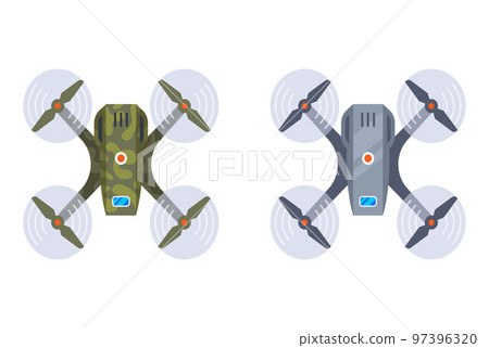military drone in camouflage top view. 97396320